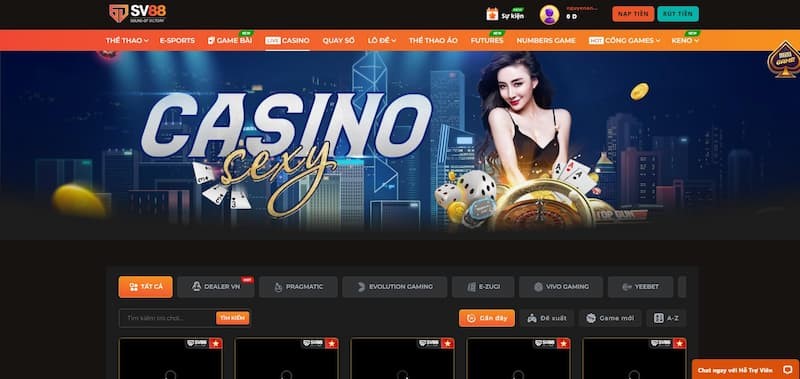 Đa dạng trò chơi hấp dẫn góp mặt tại Casino SV88