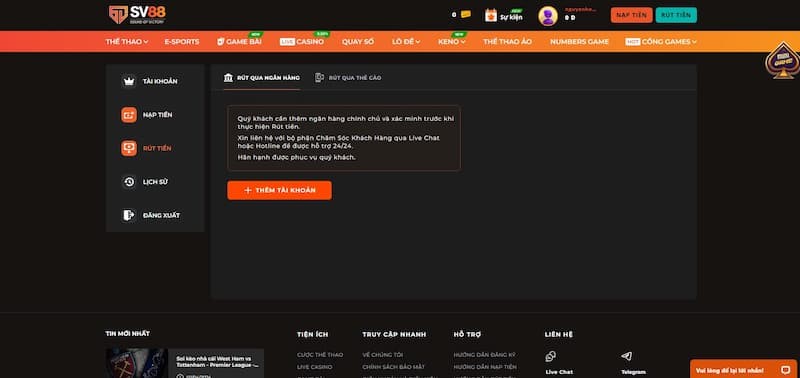 Rút tiền SV88 và điều cơ bản mà người chơi cần biết